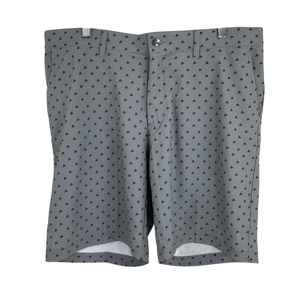 Adidas Mens‎ Grey Monogram Logo Print Performance Golf Shorts Stretch Size 36